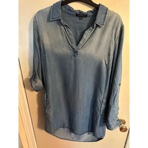 Velvet Heart Denim Dress Tunic Women's Small Long Sleeve Pockets‎ Casual
